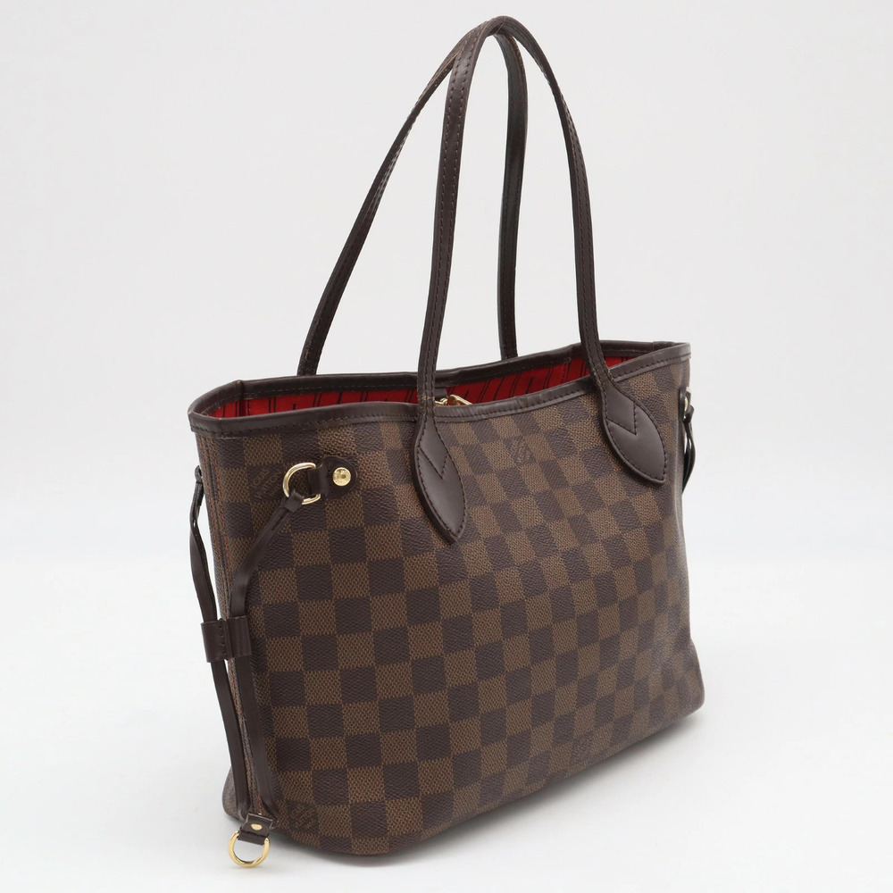 Louis Vuitton Damier Neverfull Canvas Leather Tote Bag Beige Brown